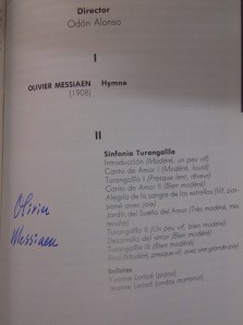 Programa de mano del concierto de la Orquesta Sinfónica de RTVE de mayo de 1989 donde Odón Alonso dirigió la 