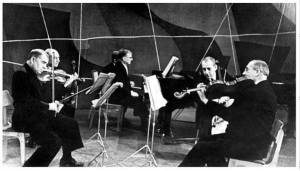 Dmitri Shostakovich (piano) junto a los miembros del Cuarteto Beethoven